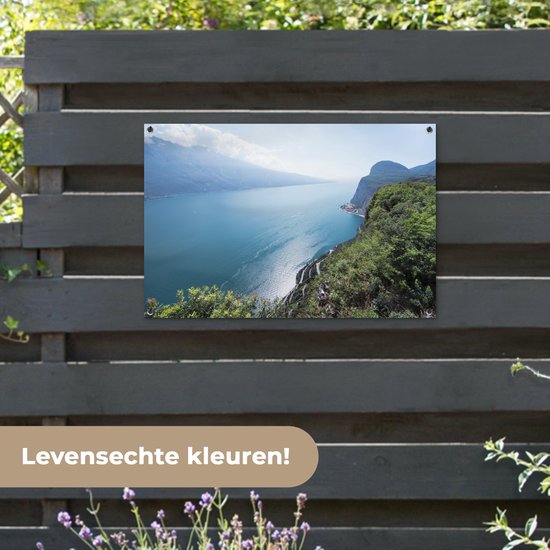 Photo aérienne des rives du lac de Garde affiche de jardin 90x60 cm - Toile de jardin / Toile d'extérieur / Peintures d'extérieur (décoration de jardin)