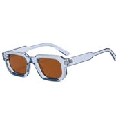 Prestige Eyewear - Lunettes de soleil d'été - UV 400 - Incl. Étui à lunettes en cuir - Haute qualité - Femmes et Hommes - Lunettes de Festival - Lunettes de soleil à la mode - Thé Bleu -