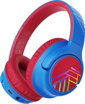 PowerLocus Bobo - Draadloze Koptelefoon voor Kinderen - Bluetooth koptelefoon - 74/85/94dB Volumebegrenzing - Led Verlichting - Audio Sharing Functie - Blauw/Rood