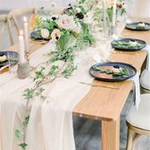 tafelloper van witte kaasdoek, 90 x 400 cm, omvangrijke, lange, rustieke tafelloper van gaas, romantische semi-doorschijnende stof, tafelkleed voor boho-bruiloftsprieel, decor voor verjaardagsfeestje