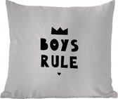 Buitenkussen Weerbestendig - Boys Rule - Quotes - Spreuken - Kinderen - Jongens - 50x50 cm