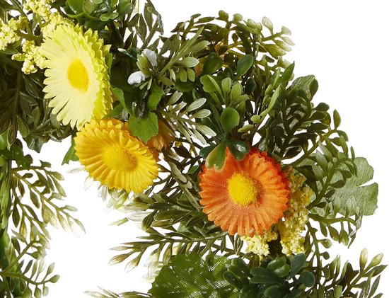 Deurkrans lente, kunstwilde bloemen, deurkrans 40 cm, lentekrans, gele bloemenkrans, zomer, decoratieve krans, wandkrans voor deur, raam, muur