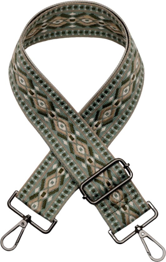 Schouderriem Mountains Green - bag strap - verstelbaar - met gespen - afneembare schouderband - tassenriem