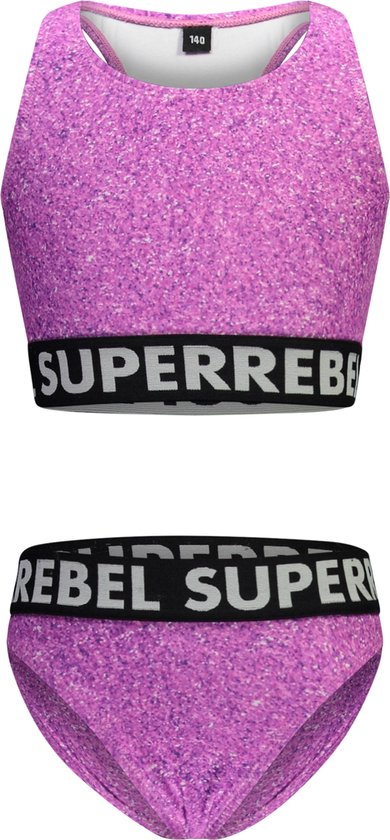 SuperRebel R401-5003 Bikini Filles - Violet Glitter - Taille 12-152