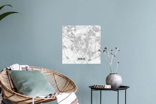 Sticker Muursticker- Plan de la ville Heerlen - 30x30 cm - feuille adhésive autocollante - sticker mural repositionnable