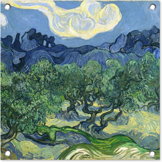 Tuinposters De olijfbomen - Vincent van Gogh - 50x50 cm - Tuindoek - Buitenposter