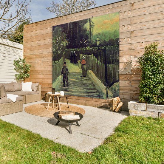 Affiche Jardin Sentier en pente à Montmartre - Vincent van Gogh - 200x200 cm - Toile jardin - Affiche extérieure