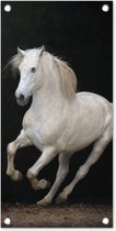 Tuinposter Paarden - Zwart - Portret - 30x60 cm - Tuindoek - Buitenposter