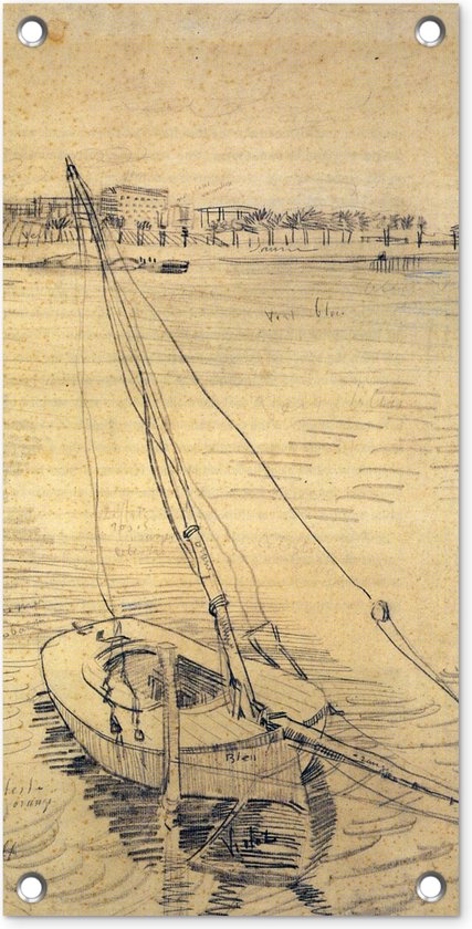 Tuinposter Zeilboot op de Seine bij Asnières - Vincent van Gogh - 30x60 cm - Tuindoek - Buitenposter