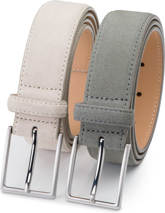 DTCH. FIT Ceinture Homme Suede Bobby Riem Beige Gris Clair Ceinture Pantalon bol