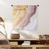 Wandkleed - Wanddoek - Marmer - Textuur - Zandsteen - Goud - Marmerlook - 60x60 cm - Wandtapijt