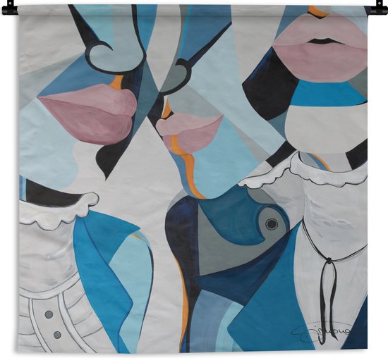 WallArena Canvas Afbeelding Vrouw Gezicht Lippen Abstract - 120x80cm XXL Modern Kunstwerk