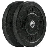 ZEUZ 2 Stuks Halterschijf 10 KG – Gewichten Set – 10kg Bumper Plates voor 50 mm Halter – voor CrossFit & Fitness