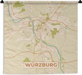 Wandkleed - Wanddoek - Plattegrond - Würzburg - Stadskaart - Kaart - Vintage - 180x180 cm - Wandtapijt