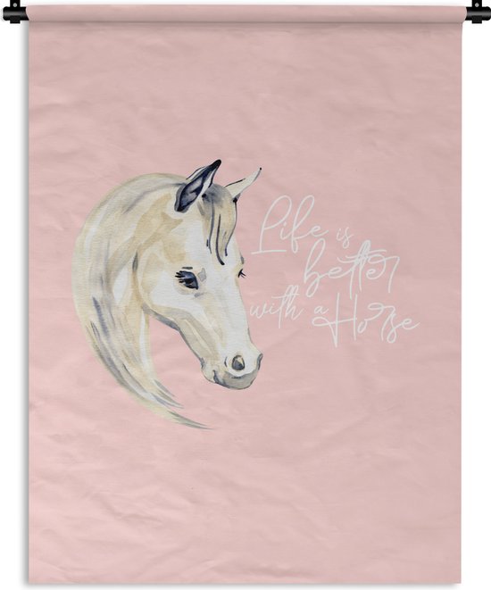 Tapisserie murale - La Life est meilleure avec un cheval - Proverbes - Citations - Paarden - 120x160 cm - Tapisserie murale