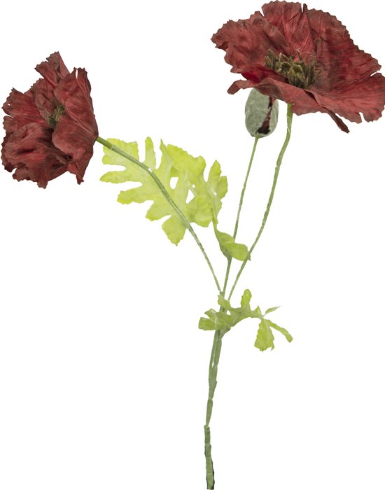 Fleurs artificielles - Fausses fleurs - Poppy - Soie - Bordeaux - 73 cm