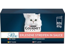 Gourmet Perle Mini Filets in saus - Kattenvoer Natvoer - Kip Konijn Rund & Zalm - 60 x 85 g