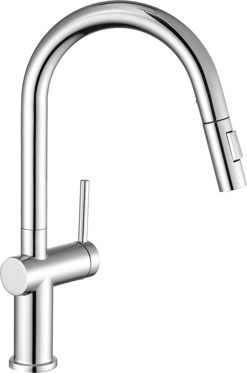 Kraan keuken, keukenkraan uittrekbaar, hogedruk armatuur keuken met douche twee waterstraalsoorten, mengkraan keuken 360°, eengreepsmengkraan keuken roestvrij staal