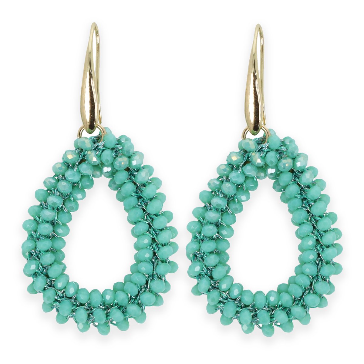 Lajetti - Druppel Oorbel Lichtblauw Turquoise - Dames Oorbellen - Beaded Earrings