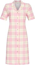 Chemise de nuit boutonnée à carreaux roses - Rose - Taille - 44