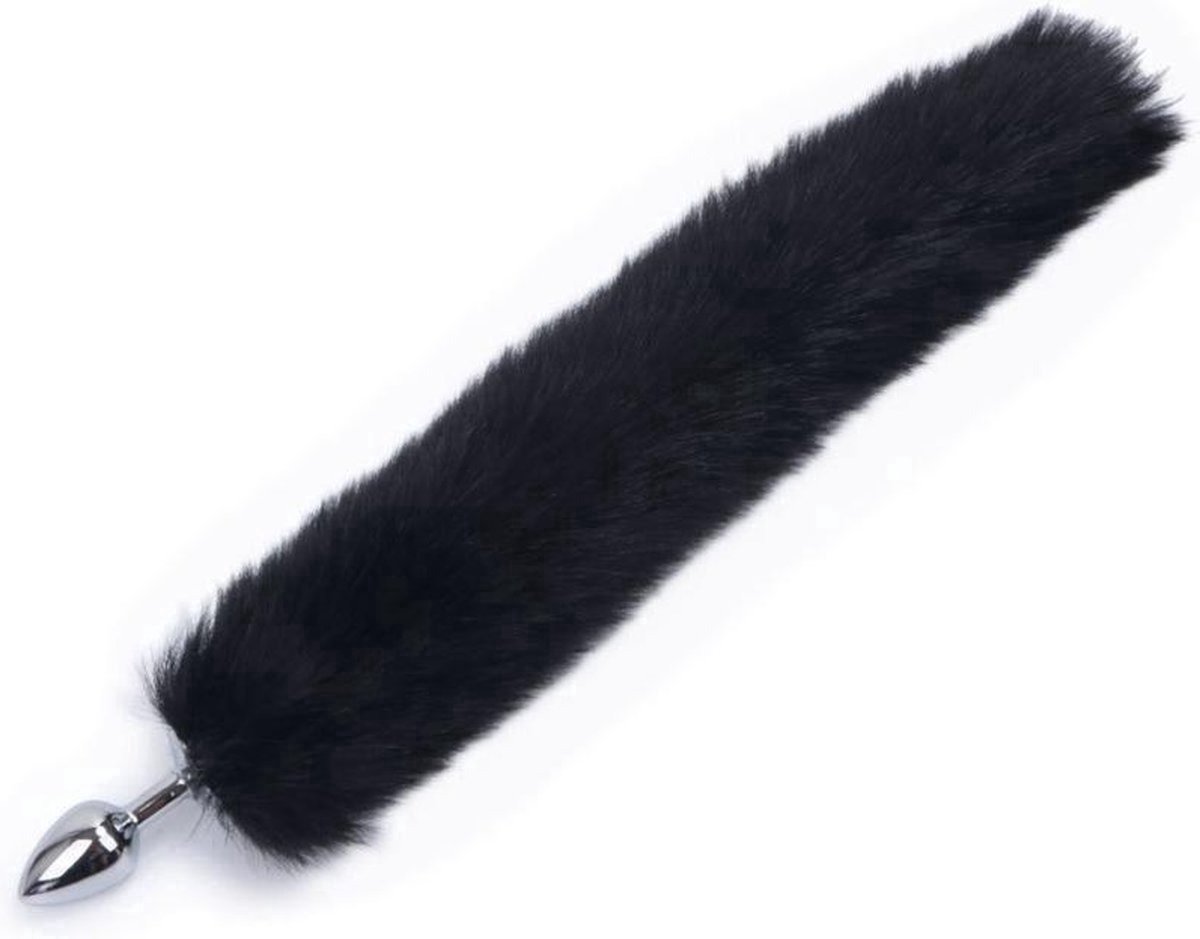 Goedkoopste Vossenstaart Buttplug - Metalen Anale Plug met Staart voor Kittenplay - Zwart - Voor Vrouwen en Mannen - van Heble®