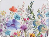 Napperons avec dos en liège, rectangulaire, motif : fleur des prés, multicolore, 30 x 23 cm