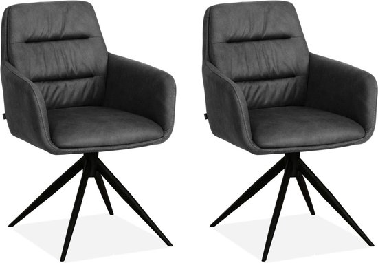 MX Sofa Eetkamerstoel Paco - Antraciet (set van 2 stoelen)