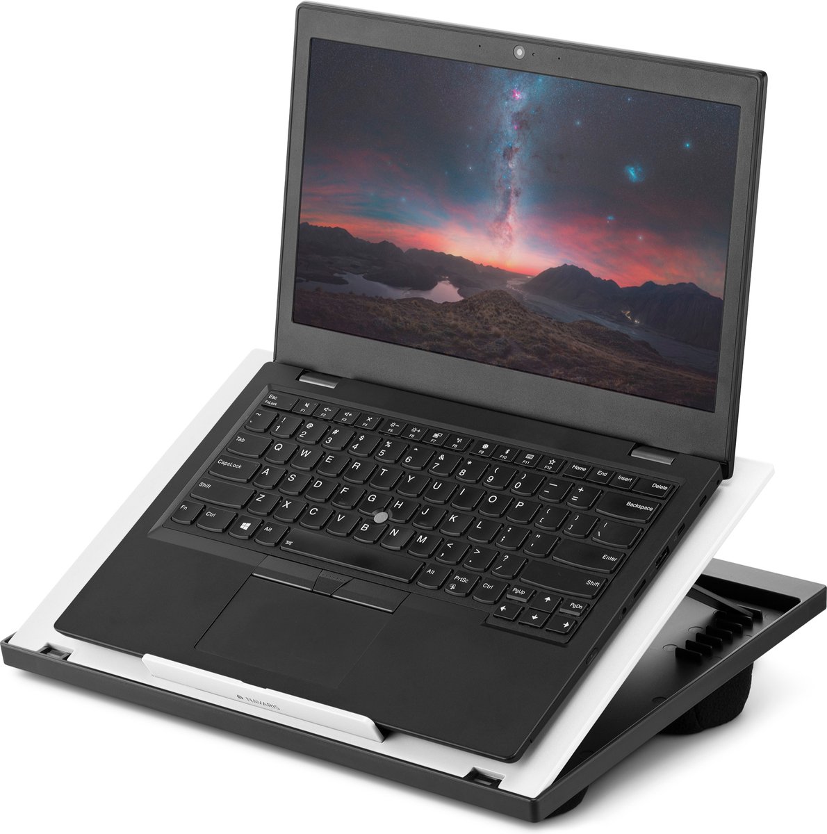 Navaris laptop standaard - Verstelbare laptoptafel voor op schoot - Laptopstandaard met kussen aan de onderkant - Schootkussen - Wit