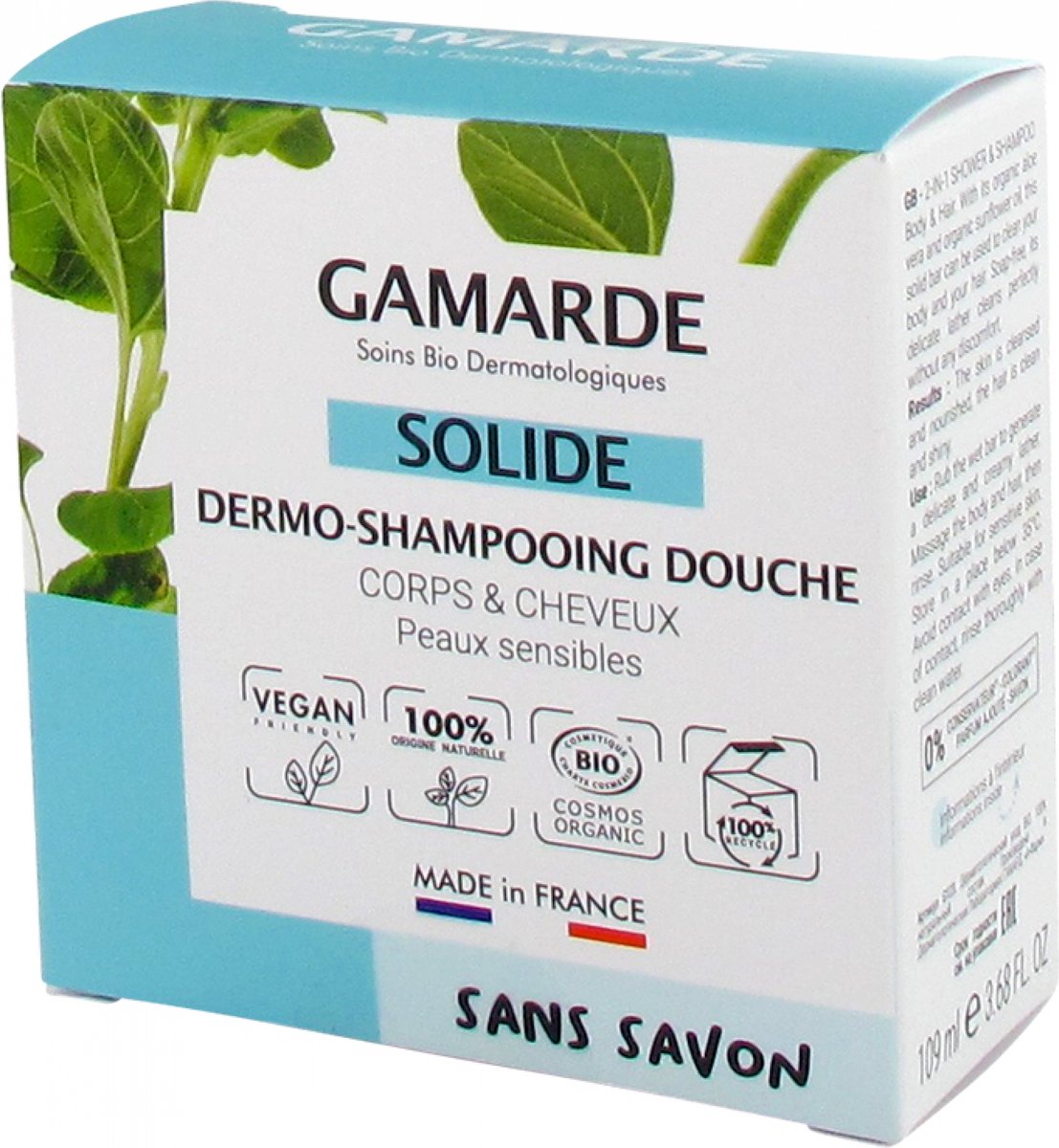 Gamarde Organic Solid Shower Shampoo 109 ml
