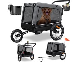 KESSER Hondenfietskar tot 40 kg 3-in-1 - Fietskar, Hondenbuggy en Jogger voor Honden, Oxford Stof en Staal - Grijs