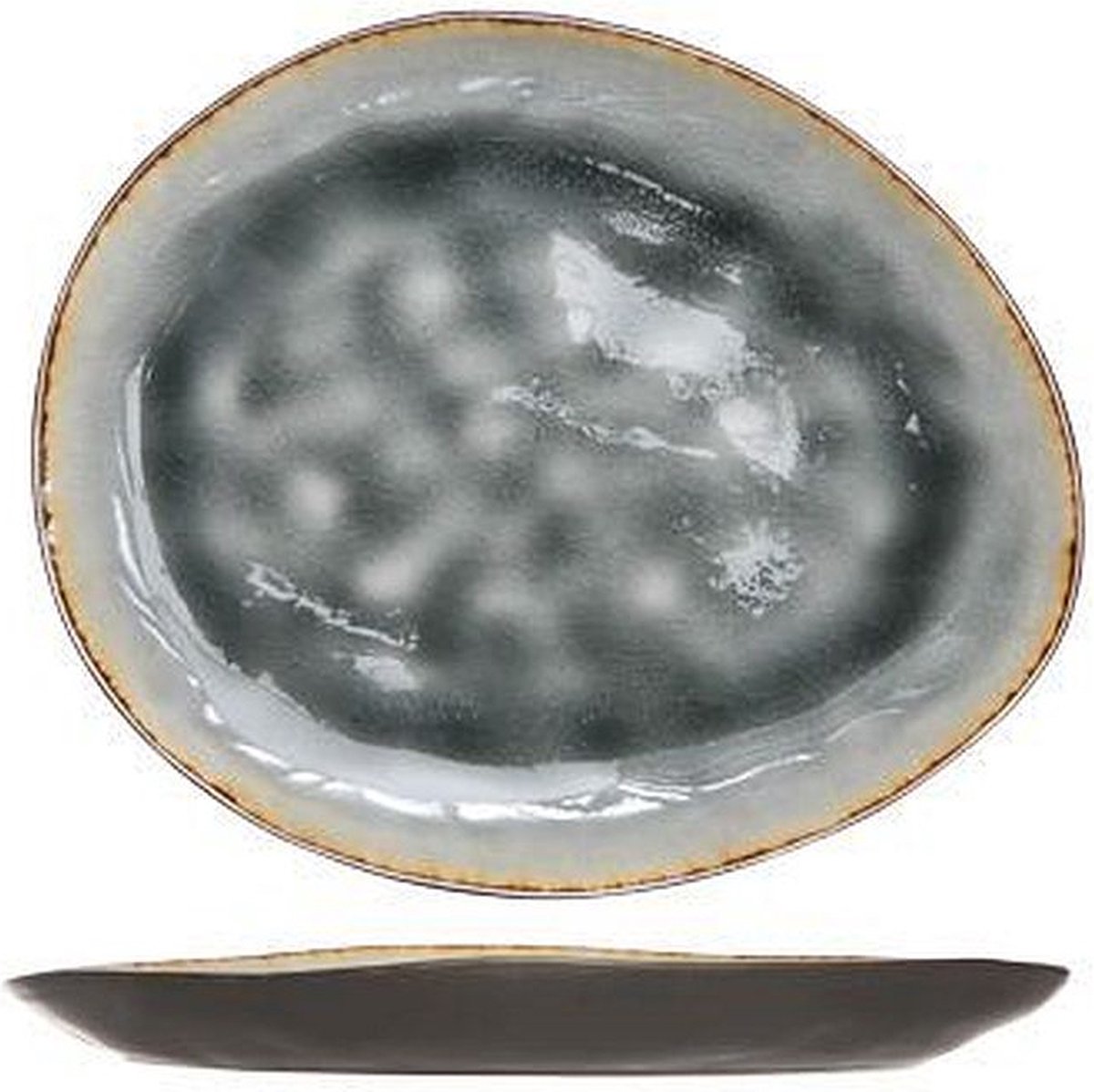 Cosy & Trendy Ontbijtbord / Dessertbord Laguna Blue Grey 20 x 16 cm – Geschikt voor Ontbijt en Dessert – Ovaal Steengoed met Blue Grey Glazuur – Vaatwasser- en Magnetronbestendig – Stijlvol en Stapelbaar