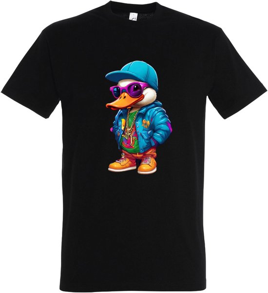 Shirt met print Duck - Dames - Heren - Zwart - Maat XXL