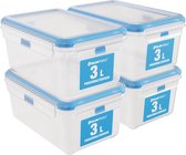 Set de 4 boîtes de conservation alimentaire, 100% hermétiques et étanches, 40 à +100 degrés, pour toutes les denrées alimentaires, sans BPA, boîtes de conservation pour koelkast (3 L, lot de 4)