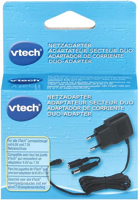 VTech Adapter Duo 2.0 - Oplader voor 6V en 7,5V Producten - Speciaal voor Speelgoedproducten - Cadeau - Van 4 tot 13 Jaar - VTech