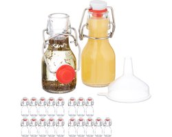 glazen flesjes set van 20 - mini - 50 ml - met dop - olieflesjes - transparant