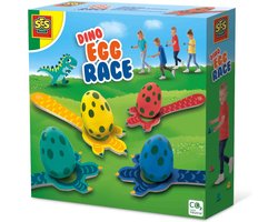 foto van SES - Dino eierloop - set met 4 eieren, 4 dino lepels en 4 dino fiches - buiten spelen - met handige bewaartas - Dinosaurus Speelgoed