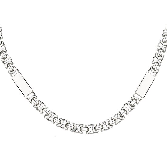 Juwelier Zwartevalk zilveren platte koningsschakel ketting met platen - ET 50-3T/55cm--