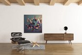 Canvas Schilderij - Kleurrijke Vlinders - Wanddecoratie - 100x100x2 cm
