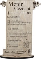 Meter gezocht - gepersonaliseerde houten wenskaart - kaart van hout - geboorte - 17.5 x 25 cm
