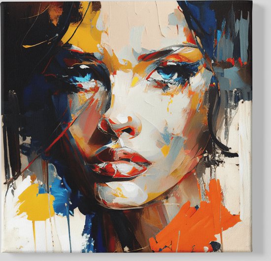 Peinture sur toile - Abstrait - Visage de femme - Art - 100x100x2 cm