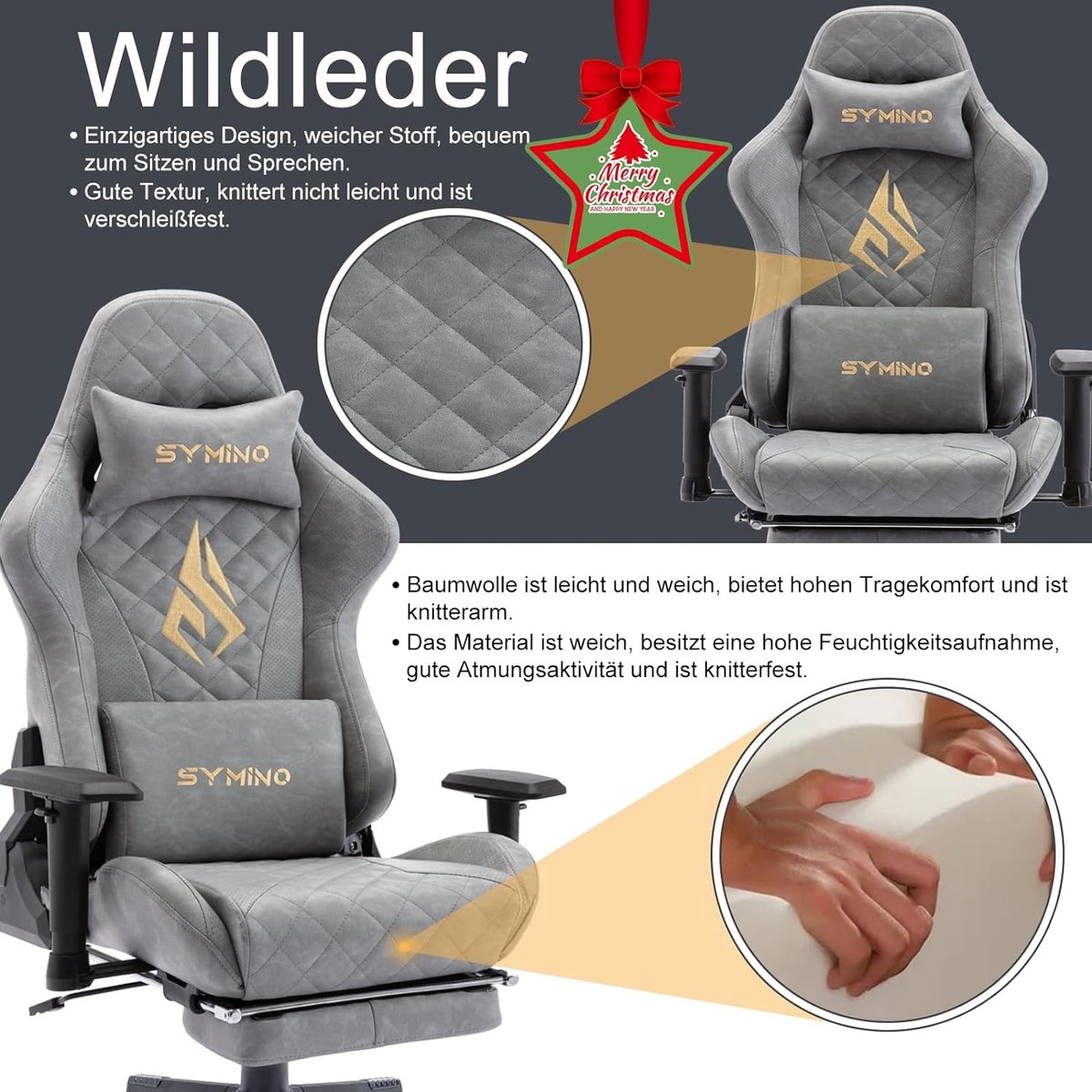 Elisir Ergonomische Gamestoel met Voetsteun - Tot 200kg - - afbeelding 2