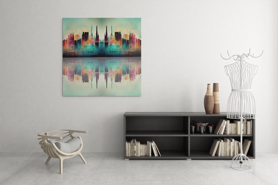 Canvas Schilderij - Stad - Abstract - New York - 100x100x2 cm
