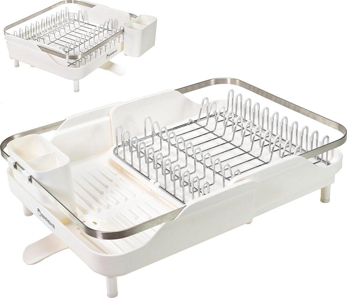 Goedkoopste Kwalitatief Afdruiprek - Uitschuifbaar - Bestekhouder - Met anti-kras functie (Wit
