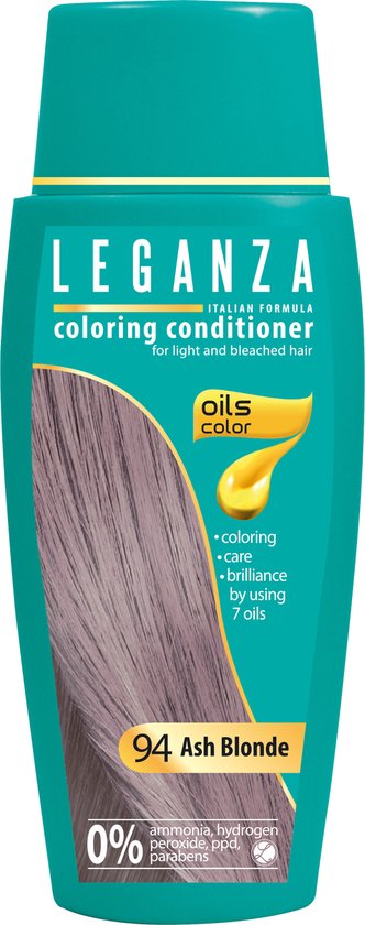 Leganza Coloring Conditioner Ash Blonde - Semi-Permanente Haarkleuring Asgrijs Blond - Natuurlijke Oliën - Zonder Ammoniak - 150ml
