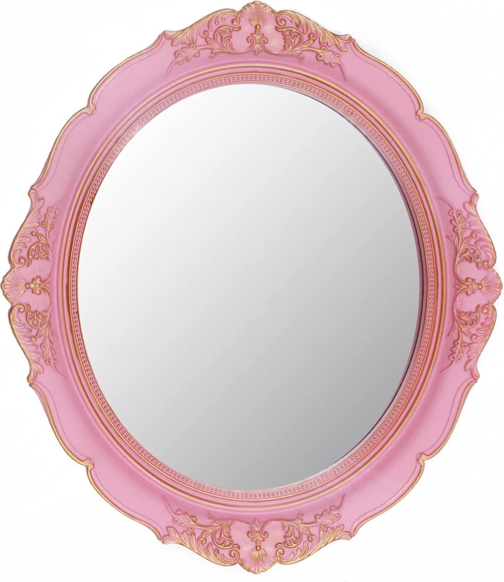 Decoratieve spiegel vintage spiegel 30 x 40 cm ovaal roze