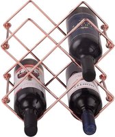 Countertop Wine Rack - 6 fles wijnhouder voor wijnopslag - vrijstaand metalen wijnrek - klein tafelblad wijnrek (roos)