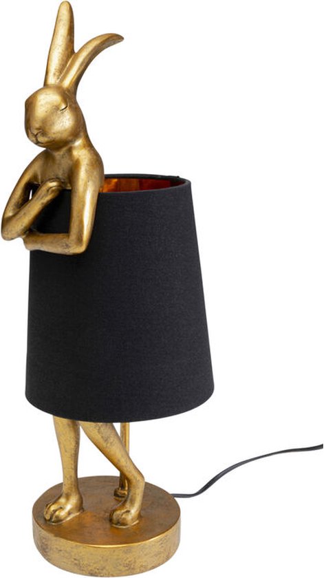 Kare Design - Lampe de table - Lampe pour chiens Animal Lapin - doré/noir - petit 50 cm