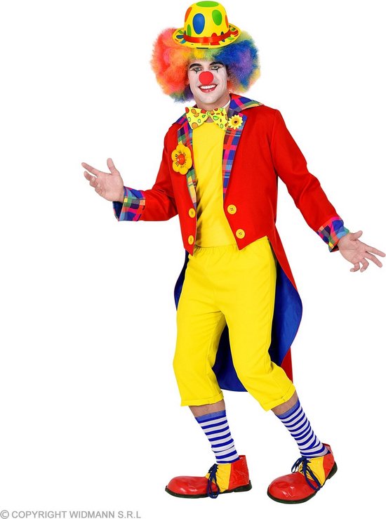 Widmann - Clown & Nar Kostuum - Jas Met Een Lach Clown Slipjas Rood Man - Rood - Large - Carnavalskleding - Verkleedkleding