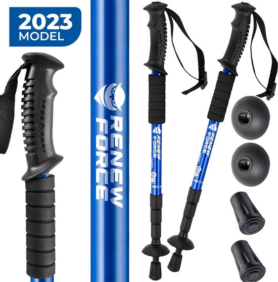 Ye - Nordic Walking - Anti-Schock Functie - Telescopisch Verstelbaar 65-140 cm - Complete Set - Blauw