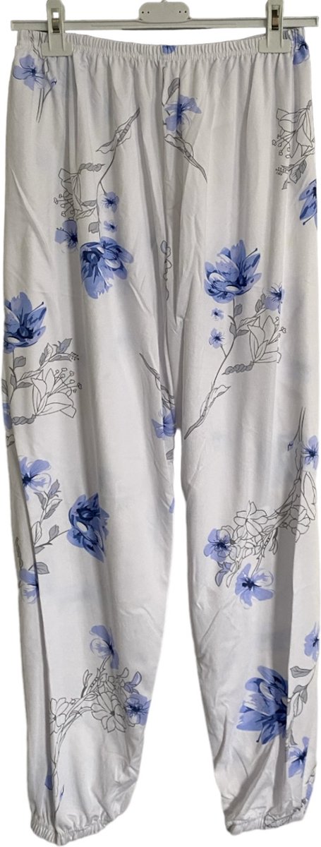 FINE WOMAN® Pyjama Broek met elastische bies 716 XXXL 46-50 wit/blauw - Merkloos